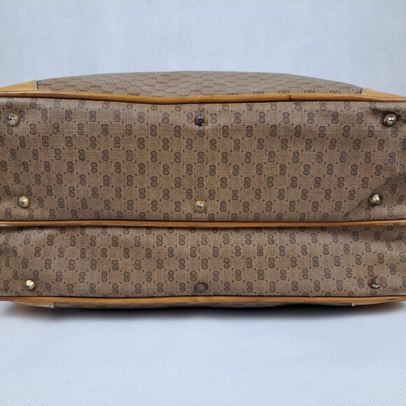 GUCCI Vintage GG Monogram Canvas Coated Weekender Travel Brown Crossbody BAG - Picture 10 of 13